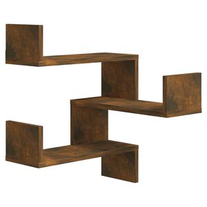 vidaXL &Eacute;tag&egrave;re d'angle murale Ch&ecirc;ne fum&eacute; 40x40x50 cm Bois d'ing&eacute;nierie