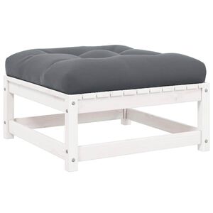 vidaXL Repose-pied de jardin avec coussin Blanc Bois de pin massif