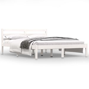 vidaXL Cadre de lit sans matelas bois de pin massif 140x190 cm blanc