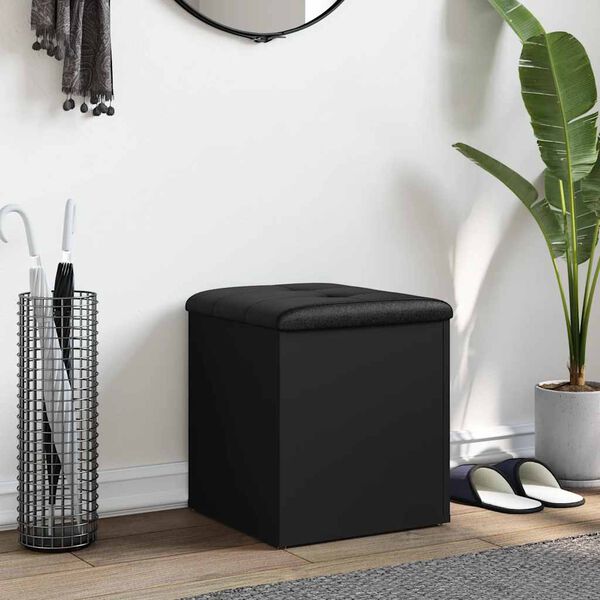 vidaXL Banc de rangement noir 42x42x45 cm bois d'ing&eacute;nierie