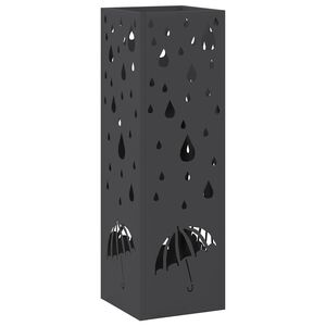 vidaXL Stand de Parapluie de Pluie Noir 15,5 x 15,5 x 49 cm Acier