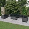 vidaXL Salon de jardin 9 pcs avec coussins Résine tressée Gris foncé