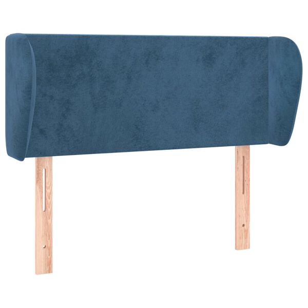 vidaXL T&ecirc;te de lit avec oreilles Bleu fonc&eacute; 103x23x78/88 cm Velours