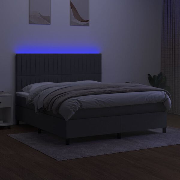 vidaXL Sommier &agrave; lattes de lit et matelas et LED Gris fonc&eacute; 180x200 cm
