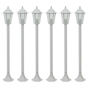 vidaXL Lampe de jardin à piquet 6 pcs E27 110 cm Aluminium Blanc