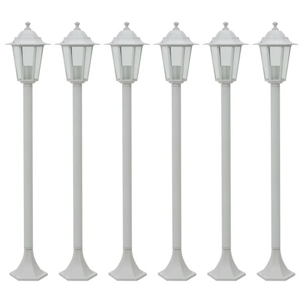 vidaXL Lampe de jardin &agrave; piquet 6 pcs E27 110 cm Aluminium Blanc