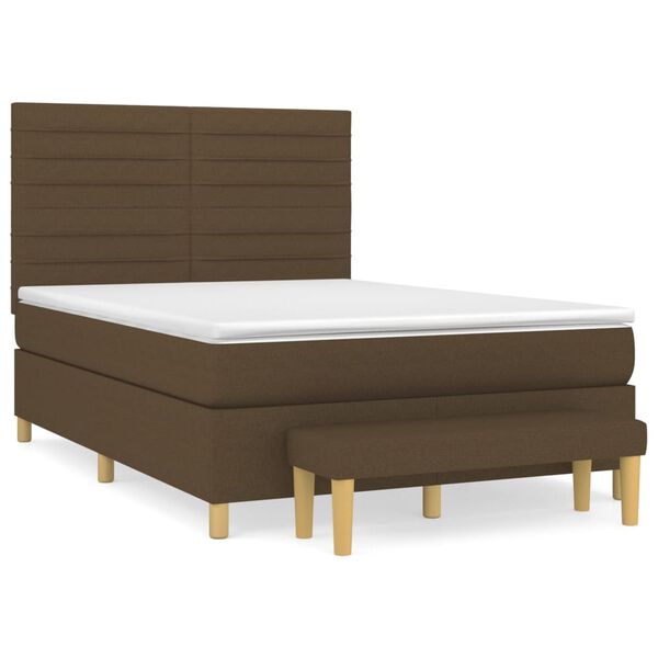 vidaXL Sommier &agrave; lattes de lit avec matelas Marron fonc&eacute; 140x190 cm
