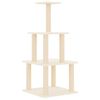 vidaXL Arbre &agrave; chat avec griffoirs en sisal cr&egrave;me 111 cm
