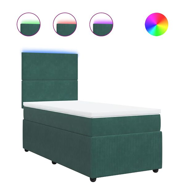 vidaXL Sommier &agrave; lattes de lit et matelas Vert fonc&eacute; 80x200 cm Velours