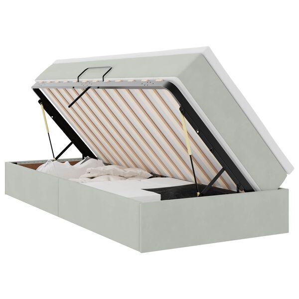 vidaXL Lit avec rangement et matelas Gris clair 90 x 200 cm Velours
