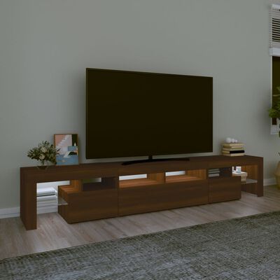 vidaXL Meuble TV avec lumières LED Chêne marron 230x36,5x40 cm