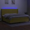 vidaXL Sommier &agrave; lattes de lit et matelas et LED Vert 200x200 cm Tissu