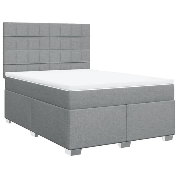 vidaXL Sommier &agrave; lattes de lit avec matelas Gris clair 140x190cm Tissu
