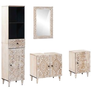 vidaXL Ensemble de mobilier de salle de bain avec tiroir 4 pcs Blanc