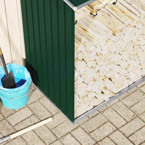 vidaXL Abri de stockage de bois Acier galvanis&eacute; 330x84x152 cm Vert