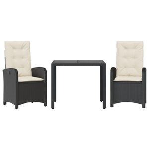 vidaXL Ensemble &agrave; manger de jardin 3 pcs coussins gris r&eacute;sine tress&eacute;e