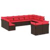 vidaXL Ensemble de canap&eacute; de jardin 12 pcs avec coussins marron r&eacute;sine tress&eacute;e