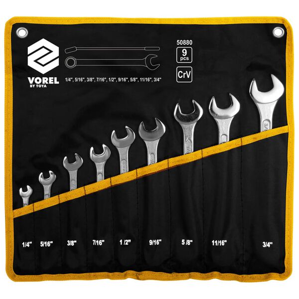 VOREL Ensemble de cl&eacute;s mixtes 9 pcs 6-19 mm