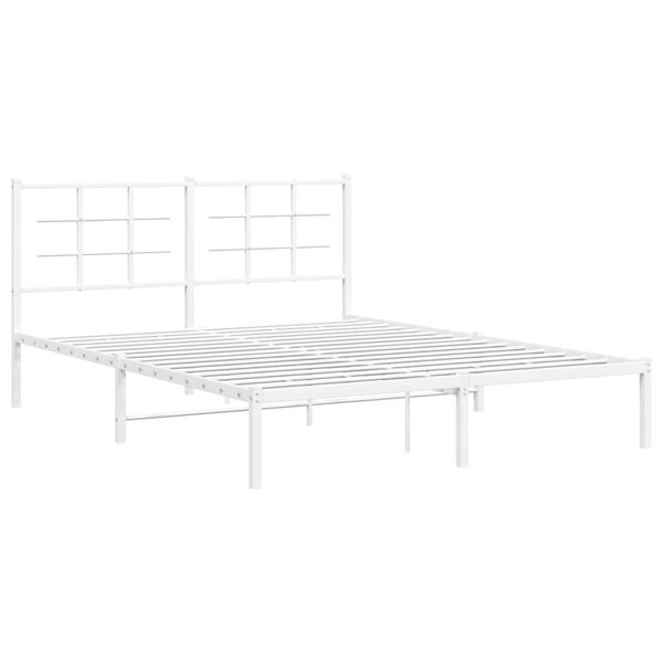 vidaXL Cadre de lit m&eacute;tal sans matelas et t&ecirc;te de lit blanc 160x200 cm