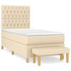 vidaXL Sommier &agrave; lattes de lit et matelas Cr&egrave;me 90x190 cm Tissu