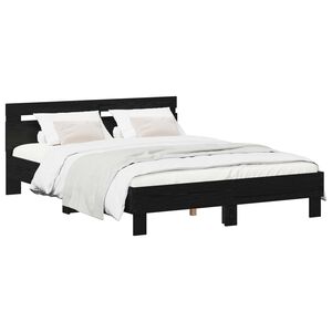 vidaXL Cadre de lit Ch&ecirc;ne noir 140 x 190 cm Bois d'ing&eacute;nierie