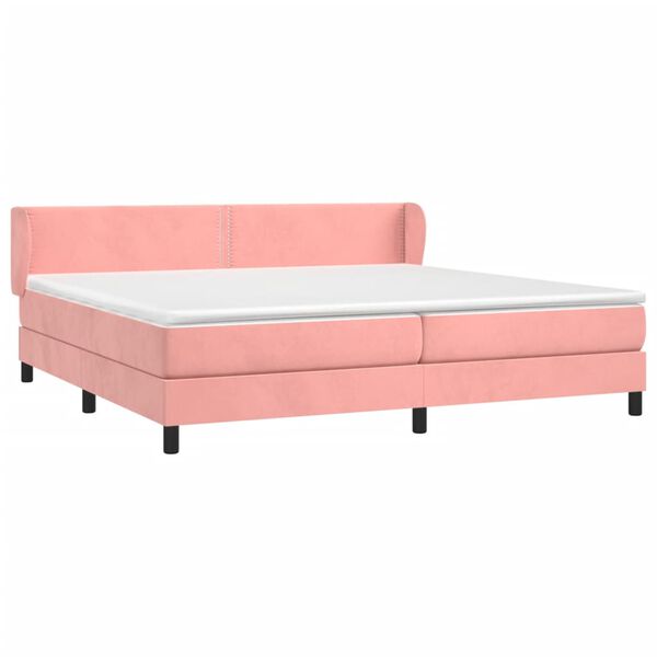 vidaXL Sommier &agrave; lattes de lit avec matelas Rose 200x200 cm Velours