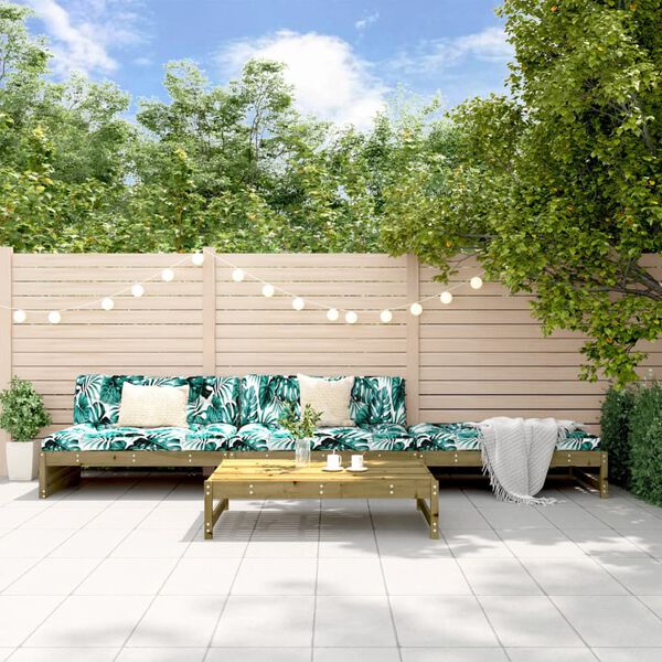 vidaXL Salon de jardin 4 pcs avec coussins bois de pin imprégné