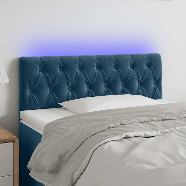 vidaXL T&ecirc;te de lit &agrave; LED Bleu fonc&eacute; 100x7x78/88 cm Velours