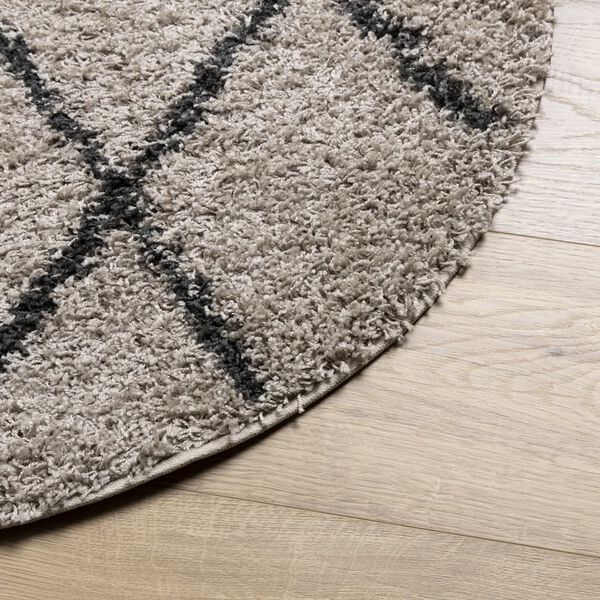 vidaXL Tapis shaggy à poils longs moderne beige et anthracite Ø 280 cm