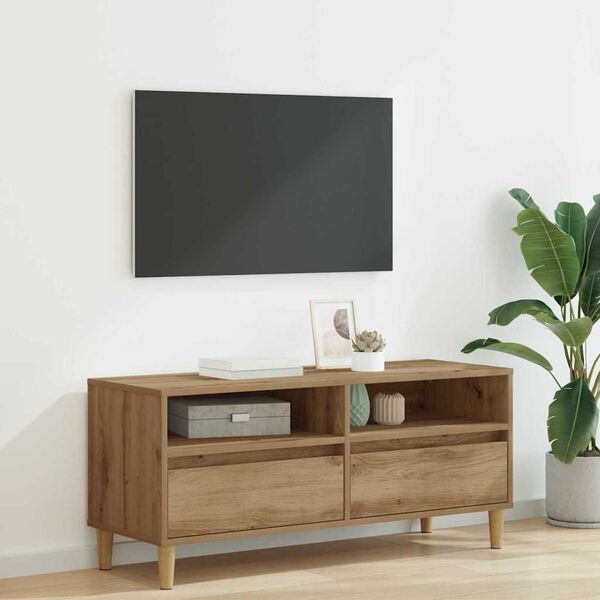 vidaXL Meuble TV avec tiroir Ch&ecirc;ne artisanal 100 x 34,5 x 44,5 cm