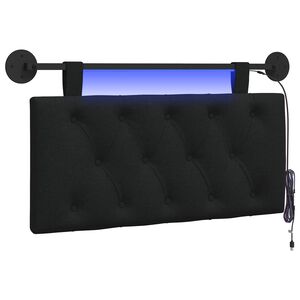 vidaXL T&ecirc;te de lit suspendue Avec lumi&egrave;re LED Noir Tissu