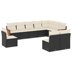 vidaXL Salon de jardin 10 pcs avec coussins noir r&eacute;sine tress&eacute;e