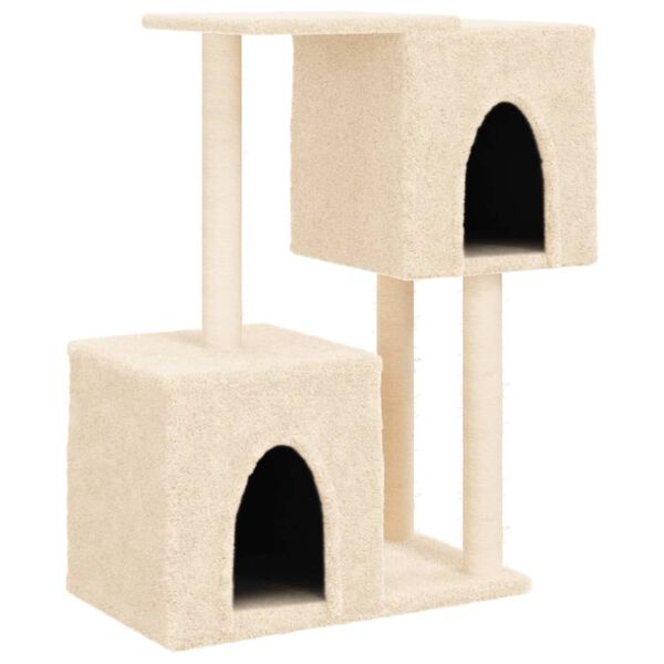 vidaXL Arbre &agrave; chat avec griffoirs en sisal Cr&egrave;me 86 cm