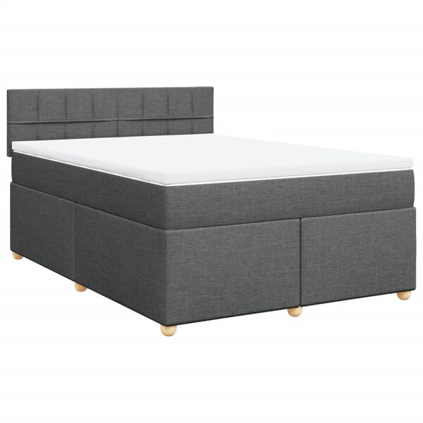 vidaXL Sommier &agrave; lattes de lit avec matelas Gris fonc&eacute; 140x200cm Tissu