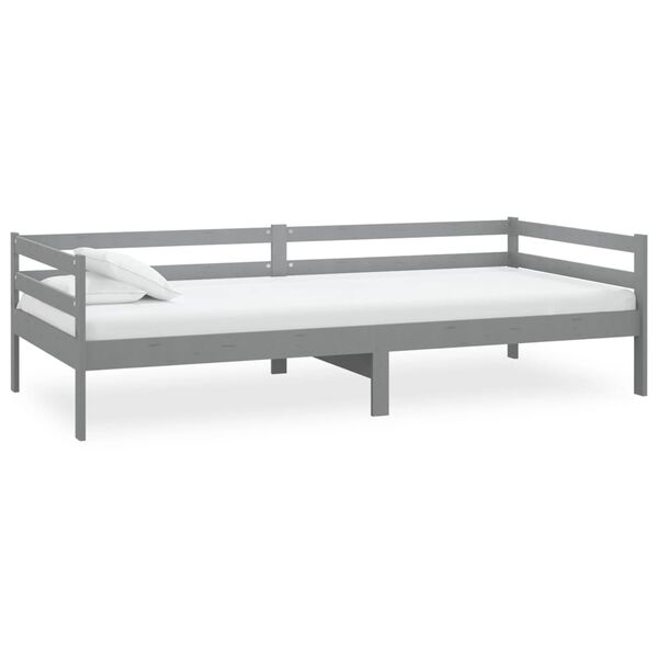 vidaXL Lit de repos avec matelas 90x200 cm Gris Bois de pin massif