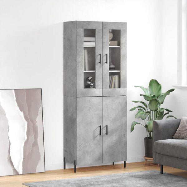 vidaXL Buffet haut Gris b&eacute;ton 69,5x34x180 cm Bois d'ing&eacute;nierie