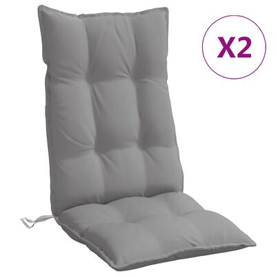 vidaXL Coussins de chaise à dossier haut lot de 2 gris tissu oxford