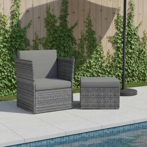 vidaXL Chaise de jardin avec tabouret R&eacute;sine tress&eacute;e Anthracite