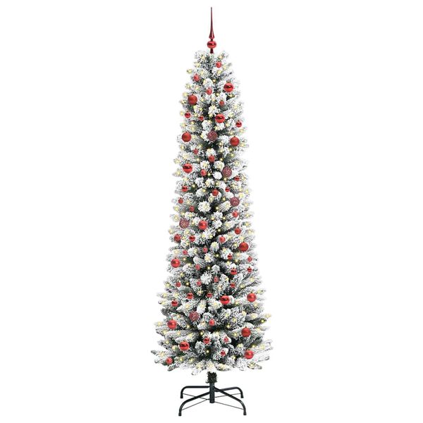 vidaXL Sapin de No&euml;l artificiel Blanc 210 cm PVC, m&eacute;tal et plastique