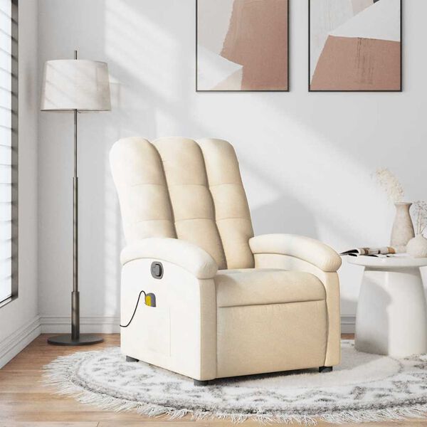vidaXL Fauteuil de massage inclinable Cr&egrave;me Tissu