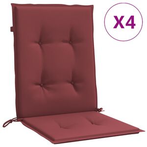 vidaXL Coussins de chaise dossier bas lot de 4 rouge bordeaux m&eacute;lang&eacute;