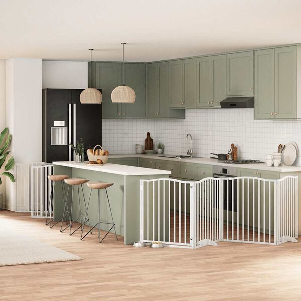 vidaXL Barri&egrave;re pour chien porte pliable 12 panneaux bois de peuplier