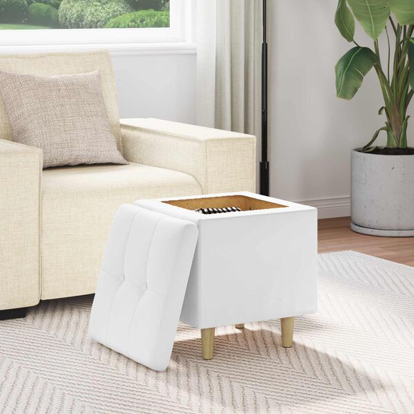 vidaXL Pouf de rangement Blanc 40 x 40 x 45 cm Simili cuir