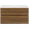 vidaXL Meuble lavabo avec bassin int&eacute;gr&eacute; Ch&ecirc;ne brun Bois d'ing&eacute;nierie