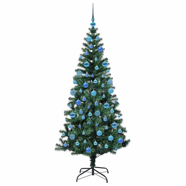 vidaXL Sapin de No&euml;l artificiel pr&eacute;-&eacute;clair&eacute; Vert 180 cm PVC et m&eacute;tal