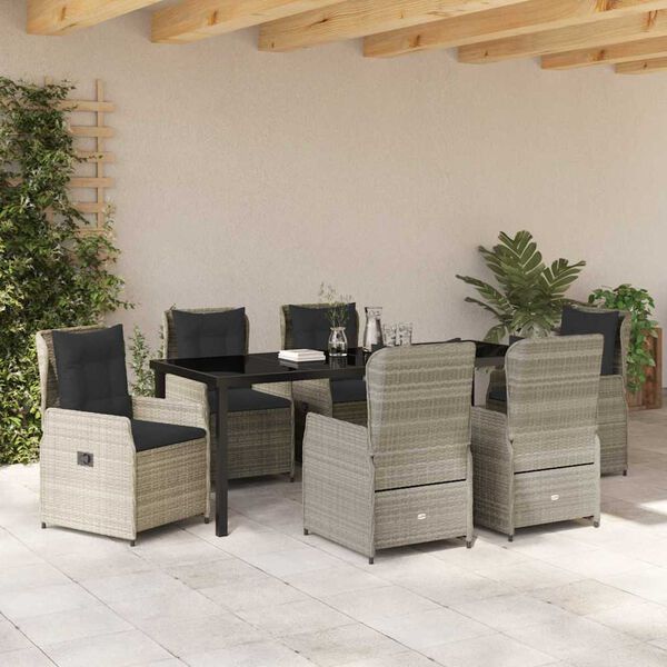 vidaXL Ensemble de salle &agrave; manger pour jardin 7 pcs Gris clair