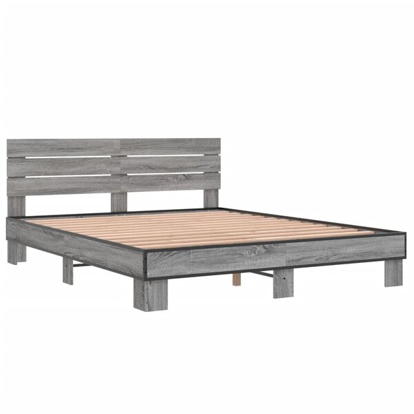 vidaXL Cadre de lit sans matelas sonoma gris 150x200 cm