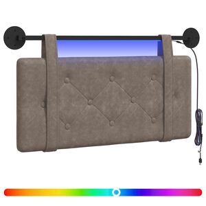 vidaXL T&ecirc;te de lit suspendue Avec lumi&egrave;re LED Gris PU antique