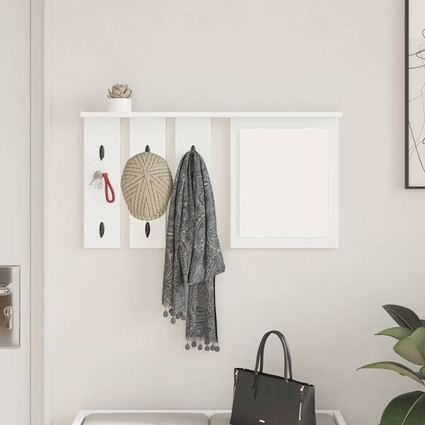 vidaXL Porte-manteau mural Blanc 85 x 10 x 45 cm Bois d'ing&eacute;nierie