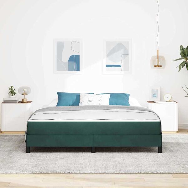 vidaXL Lit &agrave; ressorts avec matelas Vert fonc&eacute; 180 x 220 cm tissu